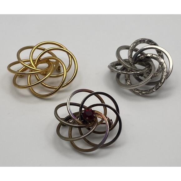 Lot of 3 Vintage Atomic Atom Style Mixed Colors & Styles Costume Brooches - Picture 1 of 7